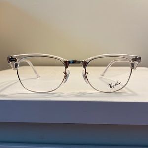 Unisex Clear/Silver Ray-Ban Eyeglasses